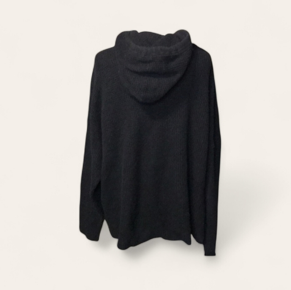 💥SALE💥Aerie Hooded Waffle Knit Sweatshirt in Black Size Large - Picture 4 of 9